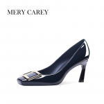 Luksuslikud nahast k&otilde;rged kontsad naistele 2024 Uus Suvi Ruudukujuline varvas Prantsuse Temperament Pumbad Kontorisse Nude &Uuml;he kingad T&uuml;drukutele 34