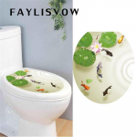 Loov eemaldatava tualeti kaane kleebis Kala lootose tiigi muster WC-istme kate Kodukaunistus