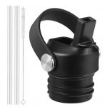 1 komplekt must veepudeli kaas &otilde;lgede ja pintsliga BPA-vaba toidukvaliteediga plastikust tassi kaas k&auml;epidemega kaasaskantavate &otilde;lekorkidega &otilde;ues kasutamiseks