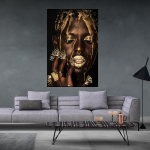 Aafrika pop abstraktne seinakunst Must kuldne naine Luksuslik mood HD l&otilde;uend plakat Prindi Avaleht Magamistoa elutoa kaunistus 20x30cm