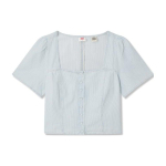 Levis &uuml;hev&auml;rviline ruudukujulise kaelusega teksasist l&uuml;hikeste varrukatega s&auml;rk Naiste s&auml;rgid Sinine Valge A7332-0006 M white