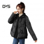 Naiste talvejope v&otilde;lts Kaheosaline t&otilde;mblukuga n&ouml;&ouml;biga suletav polsterdatud kapuutsiga alla keeratav krae Puhasv&auml;rviline &otilde;huke l&uuml;hike udupuuvillane t&auml;itejope XXXL punane