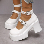 Moodsad Trendikad k&otilde;rgekontsalised Prantsuse &uuml;hed kingad naistele, paksude talladega kevad-suvised retro Jaapani stiilis v&auml;ikesed nahast kingad 35 valge