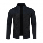 Meeste jope mantli krae pikkade varrukatega lapiline v&auml;rviline kudumismantel taskutega Talvine t&otilde;mblukuga plekk &uuml;ler&otilde;ivad M tumehall v&auml;rv