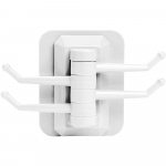 Rotary 4-Hook kitchen bathroom wall rack towel rack without screw and trackless valge