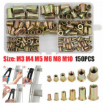 150 t&uuml;kki M3 M4 M5 M6 M10 needimutri komplekt lahtise otsaga keermestatud mutri sisestused 150pcs