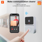 WiFi Videouksekell Traadita HD-kaamera Tuya nutikas kodu turvalisus Uksekell V&auml;litingimustes Kahesuunaline intercom &Ouml;&ouml;n&auml;gemine Monitor IR-alarm valge