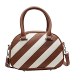 V&auml;ike disainikott naistele uus v&auml;rvikontrastiga triibuline &uuml;he &otilde;la crossbody v&auml;ike ruudukujuline kott brown