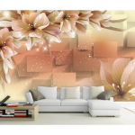 Unistuste Lilled Seinakatted Fotopaberid Moodne Magamistuba Elutuba 3D Tapeet Kodu Kaunistus Seinakleebised 200 cm(W) x 140 cm(H) beige