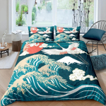 Jaapani kraana tekikott King Queen suurus Laine&otilde;is Ukiyo-e stiilis voodipesukomplekt Ida kultuur 23 tk Pol&uuml;ester tekkikate 70x133cm 2pcs