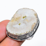 White Solar Quartz Handmade 925 Sterling Silver Gift Jewelry Ring Size 7.5 q5r31