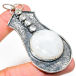 Rainbow Moonstone, Topaz 925 Sterling Silver Jewelry Pendant 3.27 z7u48