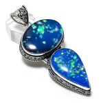 Blue Triplet Opal Ethnic 925 Sterling Silver Jewelry Pendant 3.11 v4m76 blue