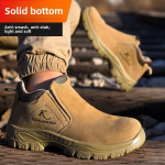Meeste terasest varbaotsaga turvajalatsid - Ehtne nahk, Hingavad, L&ouml;&ouml;gikindlad, Torkekindlad, Kulumiskindlad, Libisemiskindlad, P&otilde;letuskindlad. Size 37 khaki