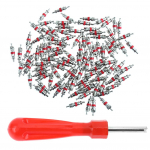 100pcs Car Tire A/C Air Conditioning Schrader Valve Cores w/ Remover Wrench CHINA