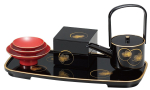 Maeju lakkn&otilde;ud Tosoki Halo Pine Black Choshi Mini Ojubako Toso Stand Traditsiooniline k&auml;sit&ouml;&ouml; Yamanaka Nuri Valmistatud Jaapanis (Sake komplekt) 7L-013 must