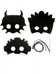 3 Masques plats &agrave; gratter en carton Aventure - Noir