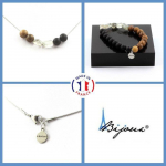 Parure - A Bijoux - Quartz Tourmaline rutile - Onyx noir - Bois - Acier inoxydable