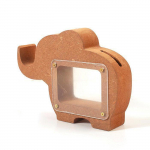 Tirelire - Non sp&eacute;cifi&eacute; - Rectangulaire - Hublot transparent - Bois - 15 x 11 x 3 cm