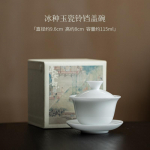 115 ml j&auml;&auml;tunud Jade portselan Gaiwan Ancient Dehua White Three Talent Tea Tureen Teepruulimiskaane Kauss Teeteenused Kaunistus