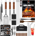 30 tk roostevabast terasest grillit&ouml;&ouml;riistade komplekt raskete grillimistarvikute komplekt , kaasaskantavad grillriistad &otilde;ues telkimiseks pruun
