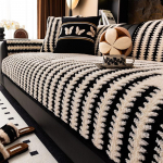 Geomeetriliste joontega žakaarmustriline pehme paks tuffsiga fliisist diivanikate-pleed elutuppa, masinpestav, lemmikloomas&otilde;bralik 70*150cm beež