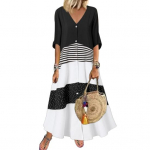 Suvine Maxi Kleit Kontrastv&auml;rvi Maxi Kleit Triibuline &Uuml;herealine A-line Big Swing Short S must