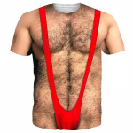 Funny 3D Fake Abs T Shirts For Men Hairy Muscle Chest Graphic Short Sleeve Cosplay Costume Novelty Sexy Oversized Tee Shirt S