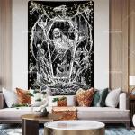 Gothi pealuu seinavaibad Devil Satanic gobel&auml;&auml;nid seinale riputatavad nahkhiire luustiku seinavaibad magamistoa esteetiliseks kodukaunistuseks 29x37in 74x94cm