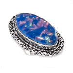 Natural Blue Triplet Opal Gemstone 925 Sterling Silver Jewelry Ring Size 8 t4d78