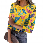 Naiste Slim Bottom T-s&auml;rk Mood Vabaaja Tr&uuml;kiga &Uuml;mar kaelusega Pullover Seitsme varrukaga Top L sinine