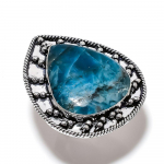 Neon Blue Apatite Handmade 925 Sterling Silver Jewelry Ring Size 6 o4o30