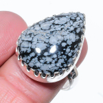 Snoflake Obsidian Handmade 925 Sterling Silver Jewelry Ring Size 6 h7o12