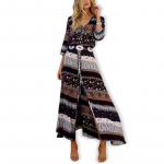 Naiste boheemlaslik pikk kleit lillemustriga retro hipi &scaron;ikk boho kleit rannakleit 2XL