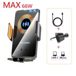 66W traadita autokinnitus telefonile Kiirlaadija magnetlaadija Mobiiltelefoni autohoidja alus iPhone'ile Samsungile Xiaomi'le