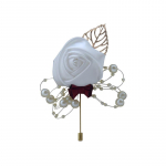 1 tk Rose Boutonniere'i tseremoonia lillepross Kunstlillekorsaaž Creative Bride mitmev&auml;rviline valge