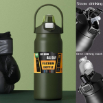 Roostevabast terasest termospudel 2,5L Suure mahutavusega termojookide pudel Kaasaskantav 2500ml Vaakumtermos Isothermiline tass 2L Joogitops 84oz 1200ml roheline