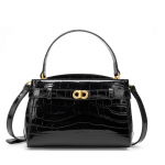 Nahast k&auml;ekott krokodillinahast tekstuuriga, pendeldaja &otilde;lakott, naiste kott lukuga, v&auml;ike kandiline kott must