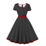 Naiste vintage kleit t&auml;ppidega Rockabilly kokteilipeokleit kevadsuvine kleit l&uuml;hikeste varrukatega S