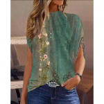 YYFS Naiste Mood Vabaaja Suvine Kevadine V&auml;rviplokk Prindiga L&uuml;hikeste Varrukatega Poolp&uuml;stkrae Pluusid ja S&auml;rgid S