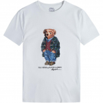 Polo Ralph Lauren SS24 Karumustriga Tr&uuml;kitud &Uuml;mmarguse Kaelusega L&uuml;hikeste Varrukatega T-s&auml;rk Meeste Topid Valge 710766468-003 XS