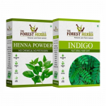 The Forest Herbs Looduslik Hooldus Loodusest Henna ja Indigo Lehtede Pulbri Komplekt (Iga&uuml;ks 200 g) Kokku 400g | Ei sisalda s&auml;ilitusaineid ega lisaaineid | Mitte-GMO