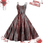Naiste vabaaja Halloweeni prindiga traksidega vintage kleit M valge