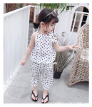 2025 Suvine Polka Dots Halter Kaheosaline Sifonist Komplekt T&uuml;drukutele (Vanus 3-8) 100 cm valge