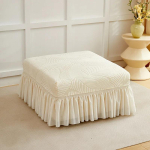 Jacquard Ruudukujuline Ottomani Tabureti Kate Seelikuga Jalatugi Kate T&auml;ielikult Kattev Koguhooaja Jalatugi Kate Elutoa Kaunistuseks 1 PC white
