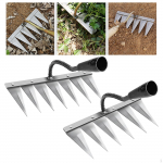 2Pcs Heavy Duty Weeding Hoe Rake Harrow Garden Lawn Leveling Loosen soil Planting Hand Tool