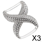 3xWomen Elegant Silk Scarf Clips Rings Holder Buckle for Wedding Party silver
