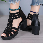 Mood Mood Avatud varbaga &Otilde;&otilde;nes Suvine Sandaal Naised Teemantdekoor K&otilde;rge Kontsaga Sandaalid Daam Luksus Libisemiskindel Katte Kontsaga Sandaal Mujer 41 must