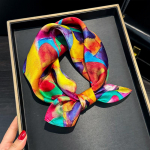 100% Looduslik Siidist Ruudukujuline Sall Naiste Kaela Bandana Mooruspuu Sallid Naiste Suvine Kaelasall Sall Wrap Hijab rand Real Silk 53x53cm