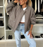 Naiste &uuml;lem&otilde;&otilde;duline pesapallijakk h&otilde;bedaste n&ouml;&ouml;pidega, vabaaja varsity-stiilis &uuml;leriided XXL hall